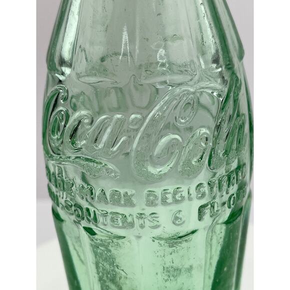 Vintage Coca Cola Bottle, 1957 Hobble Skirt Coke Bottle, Green Glass Collectible - Picture 7 of 11